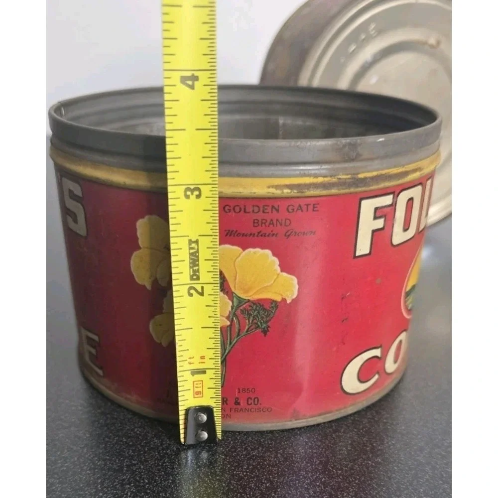 3pc Vintage Folgers 1931 Kansas City Coffee Tin Can Coffee Antique Metal No Lids
